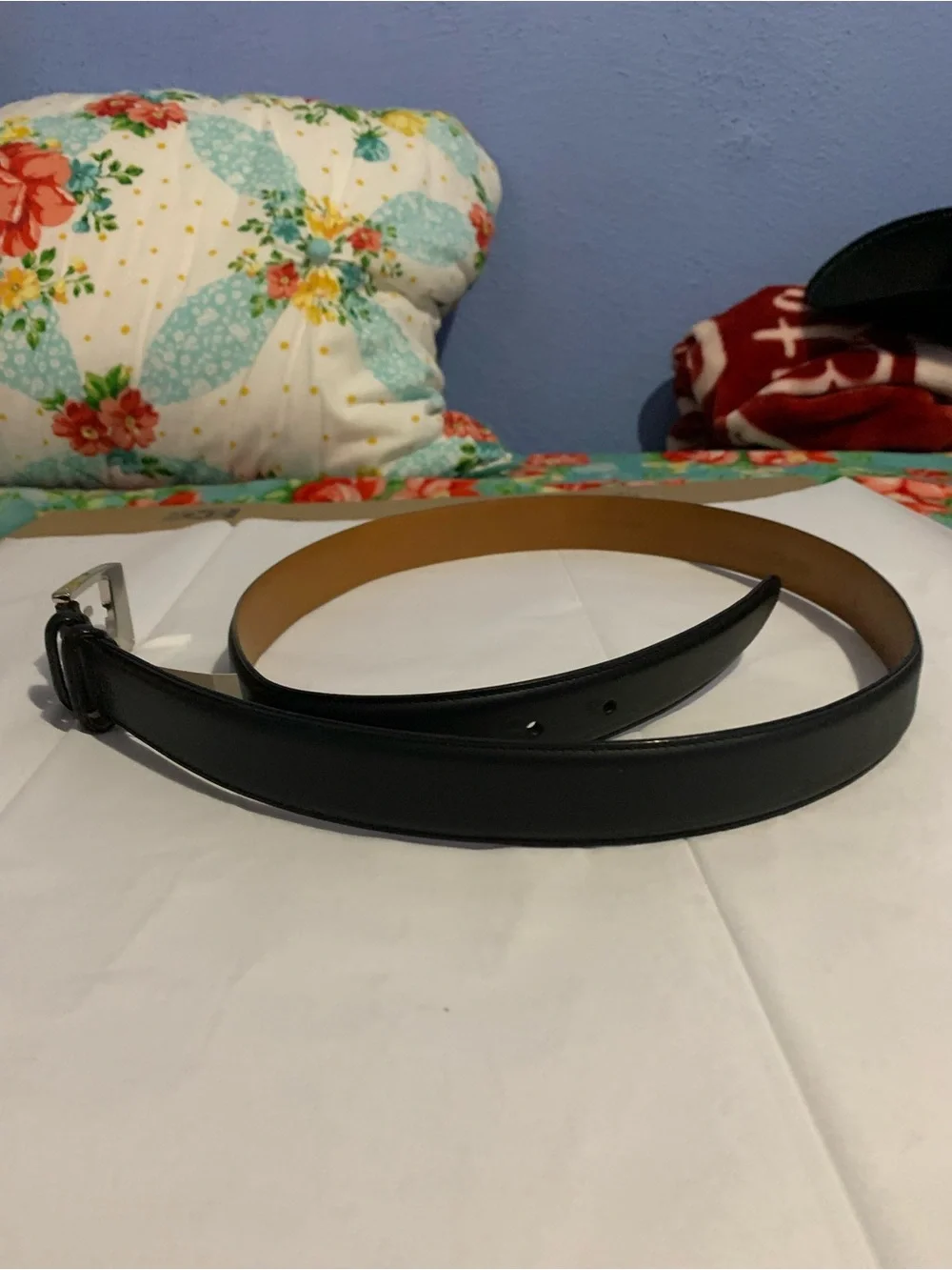 Polo Ralph Lauren Black Italian Leather Dress Belt With Silver Buckle 40